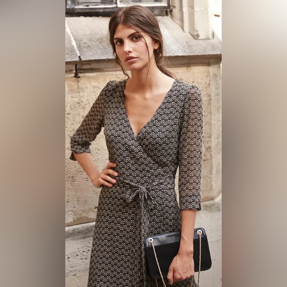 Sézane Ross 3/4 Sleeve Dress, Size L, Fr. 42